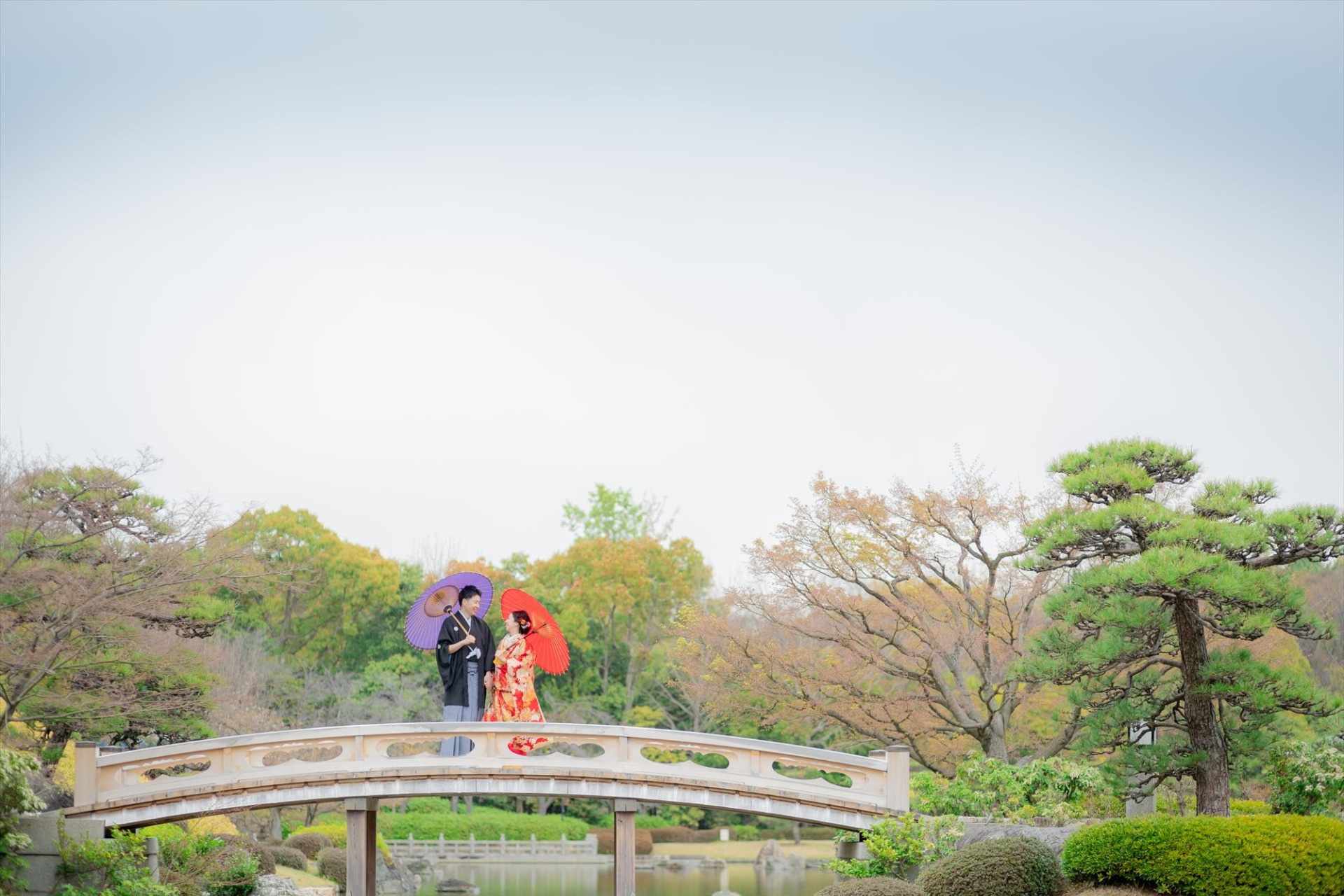 大仙日本庭園で和装の前撮り撮影♡