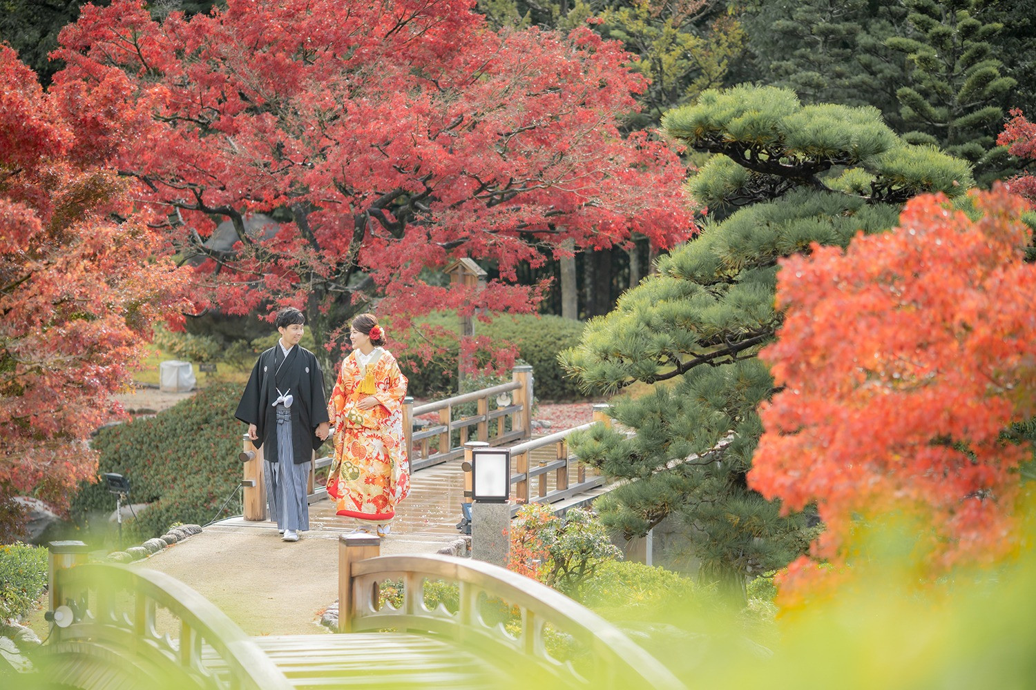大仙日本庭園で理想の前撮り撮影♪お得なプランご用意しております