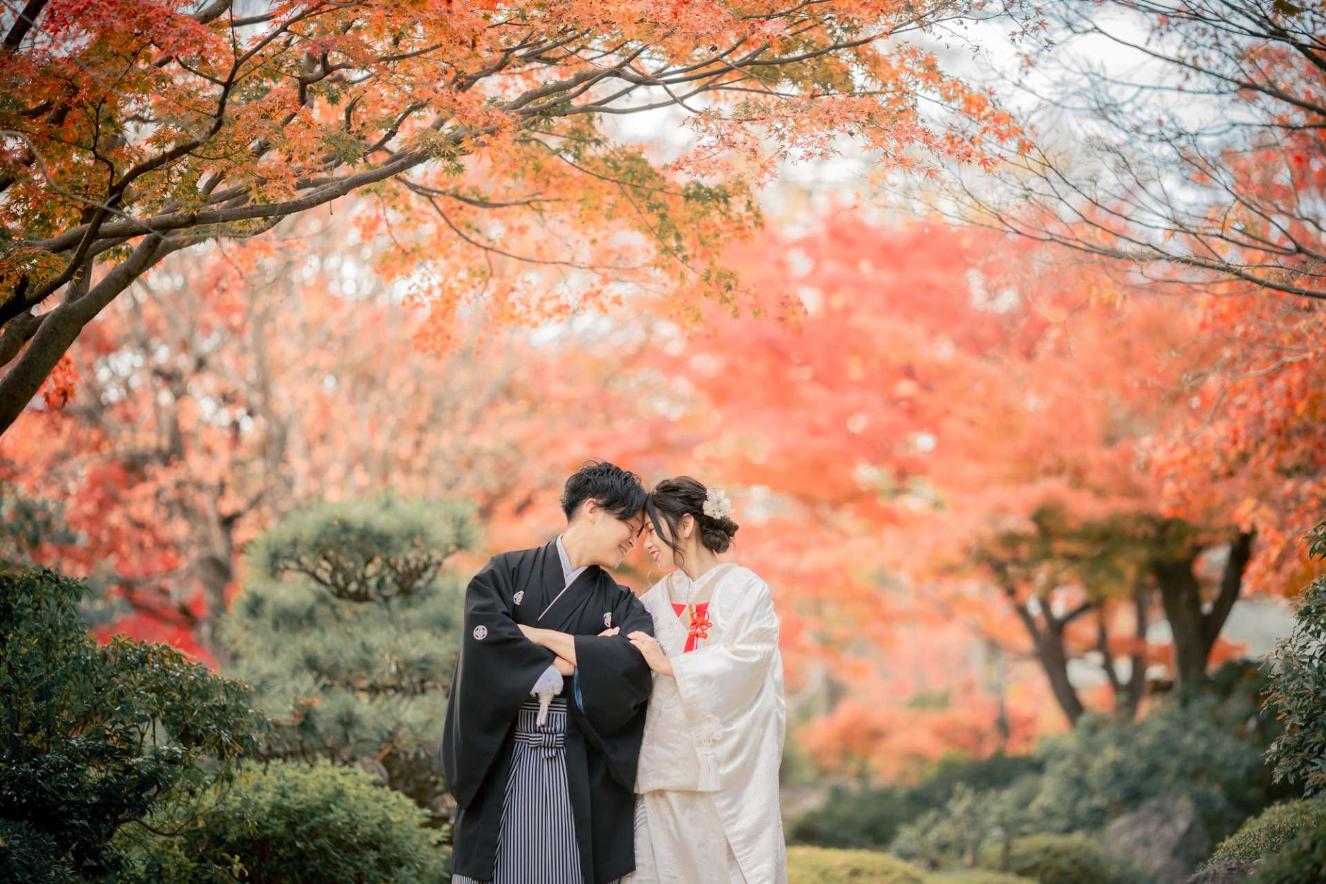 【和装前撮り】紅葉季節のご予約はお早めに！大阪フォトスタジオtakane wedding