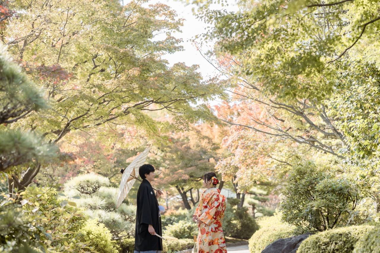【大阪で前撮り】和装でロケーションフォトをするなら大仙公園日本庭園がお勧めです！